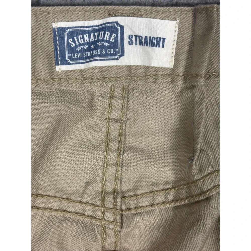 Signature by Levi Strauss Mens Straight Leg Khaki Tan Cotton Pants 42 x 26